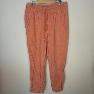 Point Sur J. Crew Peach Linen Blend Drawstring Jogger Relaxed Pants Women Size 6